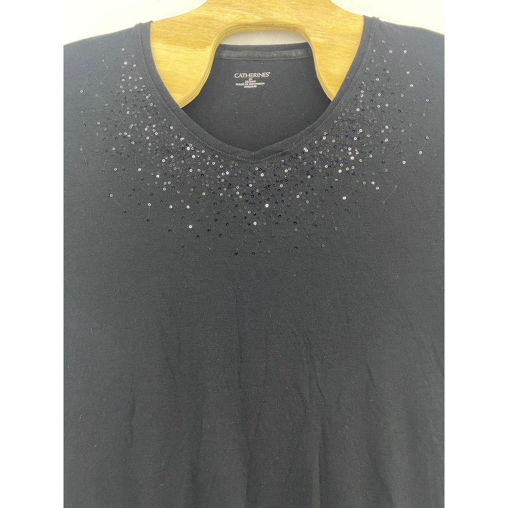 Catherines Embellished Top Plus Size Tee T-Shirt Black 2X 22/24W‎